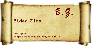 Bider Zita névjegykártya