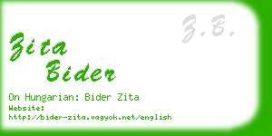 zita bider business card